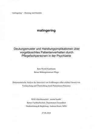 Reto Wernli Kaufmann: Malingering