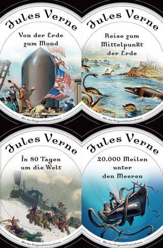 Jules Verne: 20000 Meilen unter dem Meer, Reise zum Mittelpunkt der Erde, In 80 Tagen um die Welt, Von der Erde zum Mond (4in1-Bundle)
