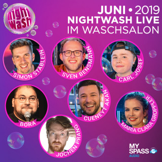 Simon Stäblein, Sven Bensmann, Cüneyt Akan, Bora, Carl Josef, Jochen Prang, Maria Clara Groppler, Der Storb: NightWash Live, Juni 2019