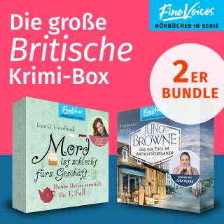 Jean G. Goodhind, Stephanie Austin: Die große Britische Krimi-Box - Mord ist schlecht fürs Geschäft: Honey Driver ermittelt + Juno Browne und der Tote im Antiquitätenladen: Juno Browne Krimi (ungekürzt)